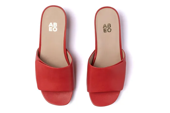 ABEO Footwear Avenue Slide Red Leather Women Dress ABEO Footwear Avenue Slide Red Leather Women Dress