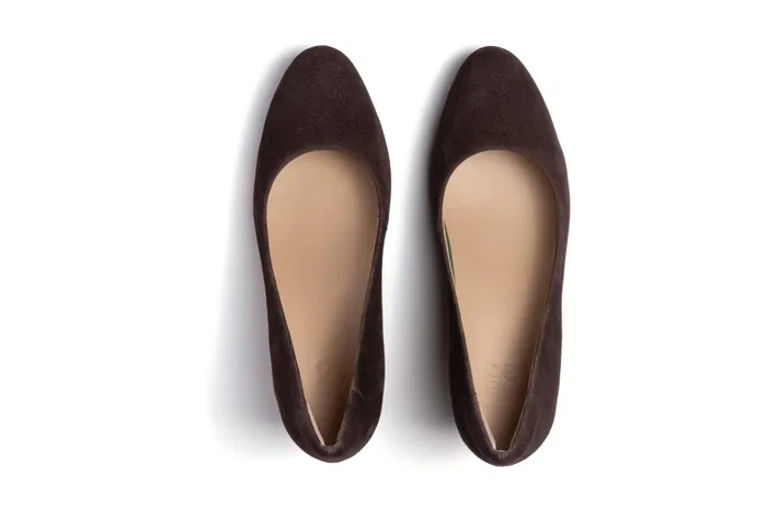 ABEO Footwear Veranda Stacked Dark Brown Suede Women Dress ABEO Footwear Veranda Stacked Dark Brown Suede Women Dress