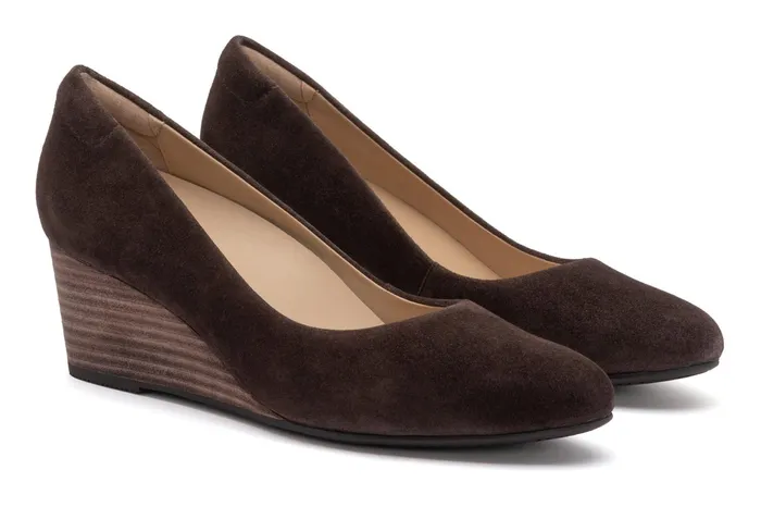 ABEO Footwear Veranda Stacked Dark Brown Suede Women Dress ABEO Footwear Veranda Stacked Dark Brown Suede Women Dress