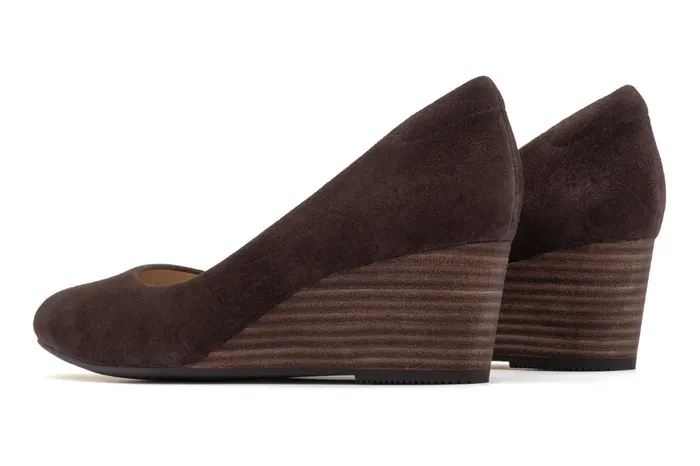 ABEO Footwear Veranda Stacked Dark Brown Suede Women Dress ABEO Footwear Veranda Stacked Dark Brown Suede Women Dress