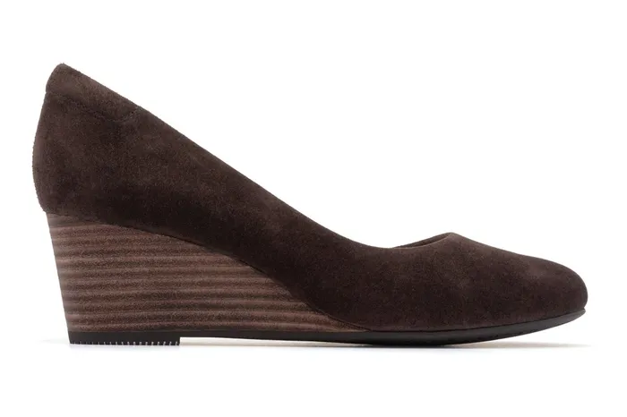 ABEO Footwear Veranda Stacked Dark Brown Suede Women Dress ABEO Footwear Veranda Stacked Dark Brown Suede Women Dress