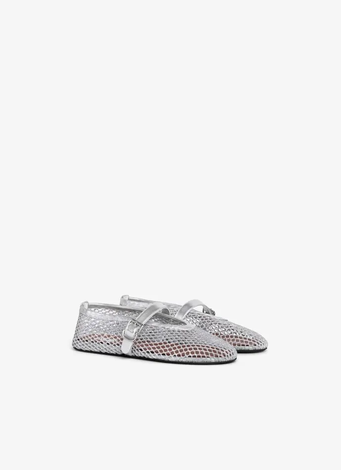 Alaa La Ballerine BALLET FLATS IN LAMINATED FISHNET Silver 8211 Women Alaa La Ballerine BALLET FLATS IN LAMINATED FISHNET Silver 8211 Women