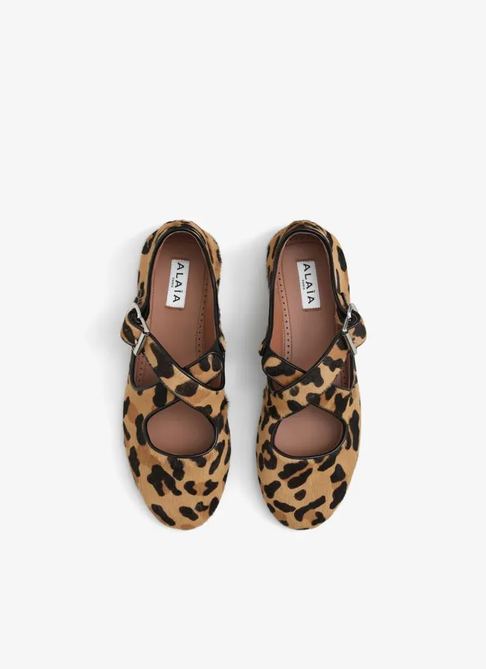 Alaa La Ballerine CRISS CROSS BALLET FLATS IN LEOPARD HAIRCALF Brown 8211 Women Alaa La Ballerine CRISS CROSS BALLET FLATS IN LEOPARD HAIRCALF Brown 8211 Women