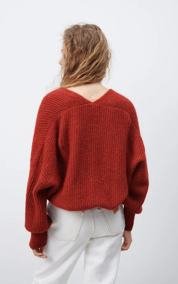 American Vintage Jumpers and Cardigans Women Cardigan East Melange Burgundy American Vintage Jumpers and Cardigans Women Cardigan East Melange Burgundy