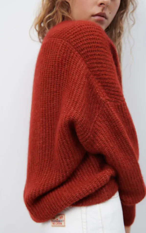 American Vintage Jumpers and Cardigans Women Cardigan East Melange Burgundy American Vintage Jumpers and Cardigans Women Cardigan East Melange Burgundy