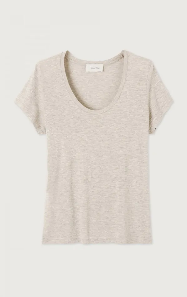 American Vintage Short Sleeve TShirts Women TShirt Jacksonville Melange Cream American Vintage Short Sleeve TShirts Women TShirt Jacksonville Melange Cream