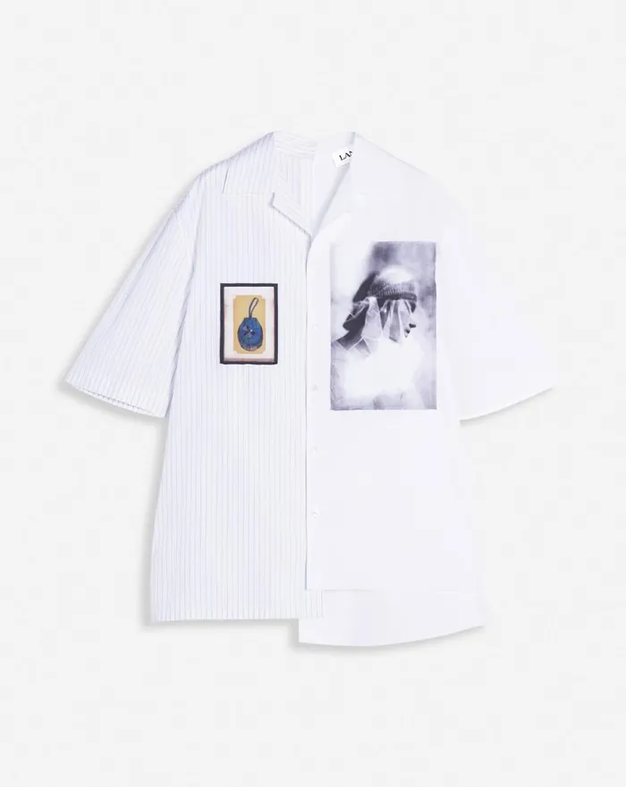 Asymmetrical Shirt Archives Print Whiteblack Men Lanvin Shirts