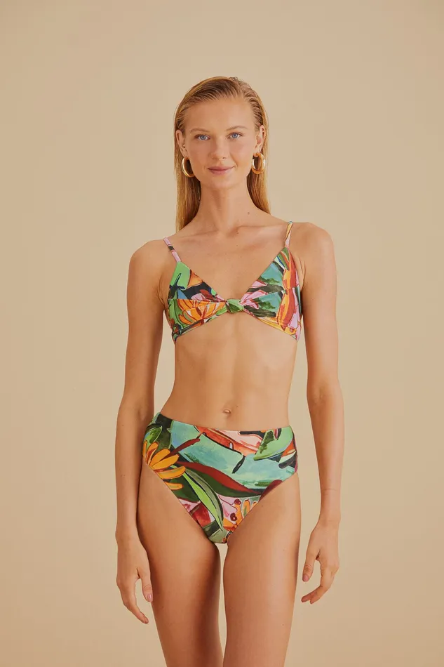 Banana Foliage Knot Bikini Top Women Farm Rio Crop Tops