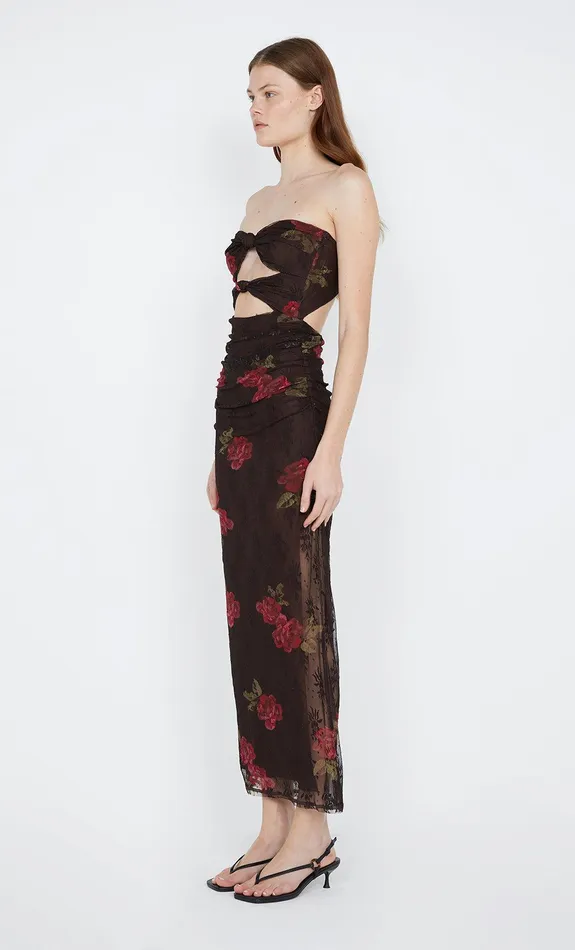 Bec Bridge Prom Dresses DESERT ROSE STRAPLESS DRESS Choc Floral 8211 Women