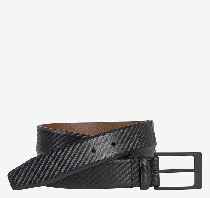 Belts Diagonal Embossed Belt Black Johnston and Murphy Men