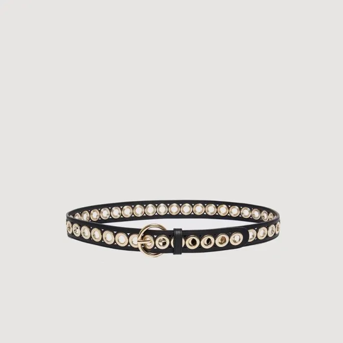 Belts Women SANDRO Belt With Round Buckle And Eyelets Black