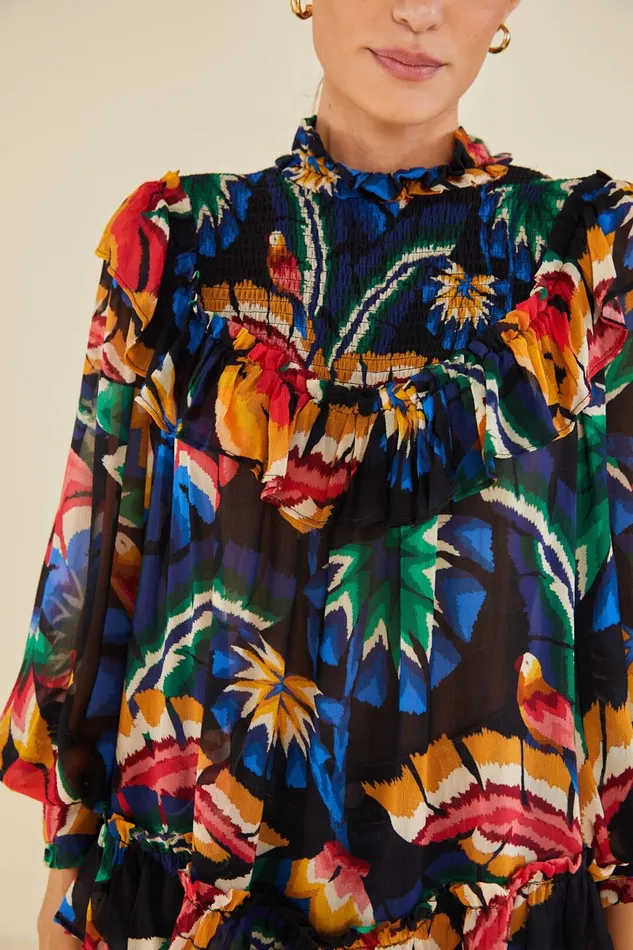 Black Chevron Forest Blouse Women Farm Rio Blouses