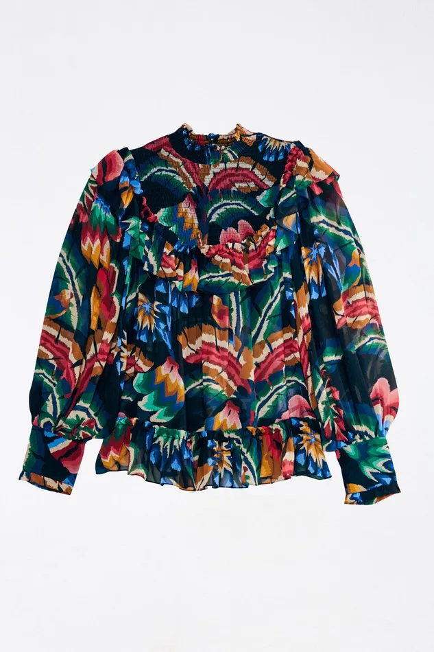 Black Chevron Forest Blouse Women Farm Rio Blouses
