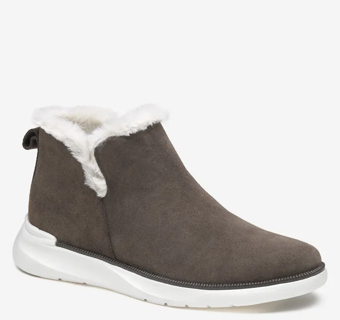 Boots and Booties Emery Shearling Bootie Dark Gray Waterproof Suede 8211 Johnston and Murphy Women