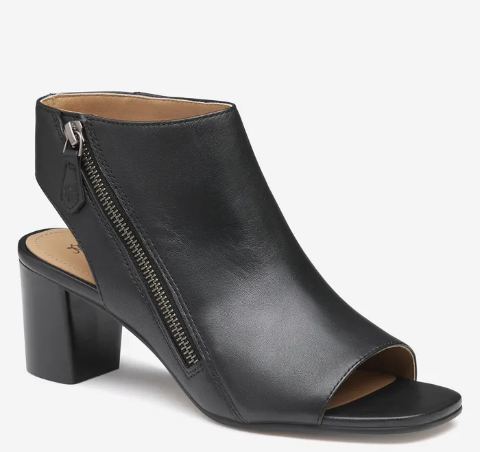 Boots and Booties Women Evelyn SideZip Bootie Black Glove Leather Johnston and Murphy