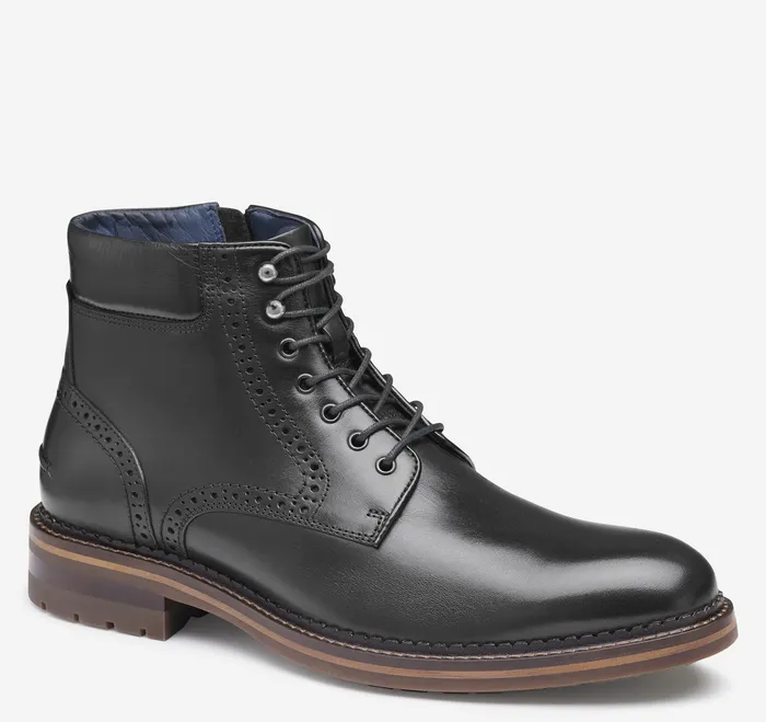Boots Men Johnston and Murphy XC Flex Connelly Plain Toe Boot Black Full Grain