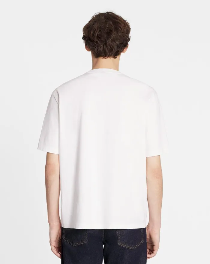 Classic Curb Embroidered Tshirt Optical White Men Lanvin Tshirts and Polos