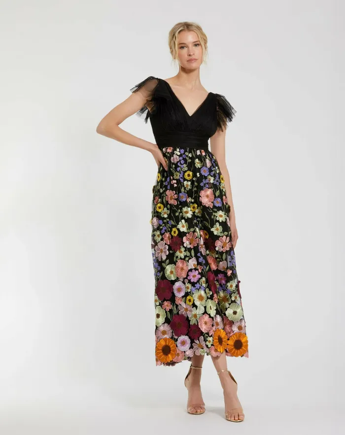 Cocktail Dresses Mac Duggal Women Embroidered Ruched Flutter Sleeve A Line Dress Black Multi Cocktail Dresses Mac Duggal Women Embroidered Ruched Flutter Sleeve A Line Dress Black Multi