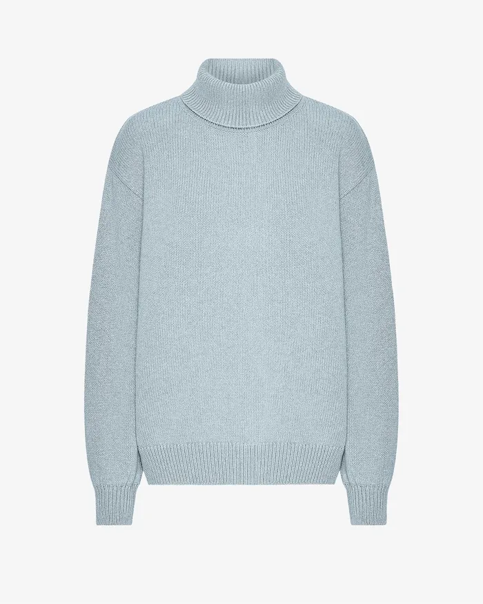 Colorfulstandard Knit Sweaters Women Merino Wool Turtleneck 8211 Polar Blue