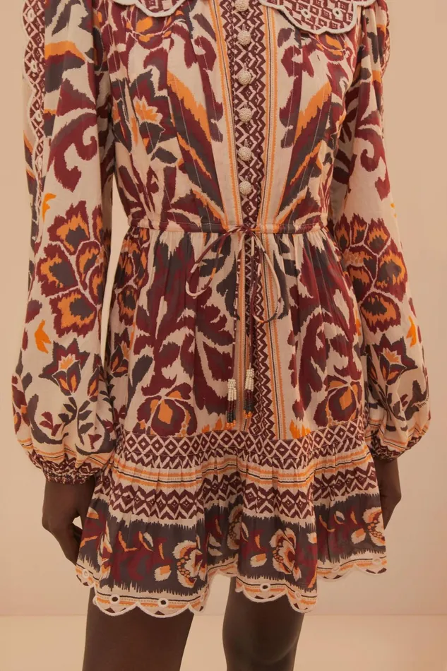 Cream Toucans Scarf Mini Dress Women Farm Rio Mini Dresses