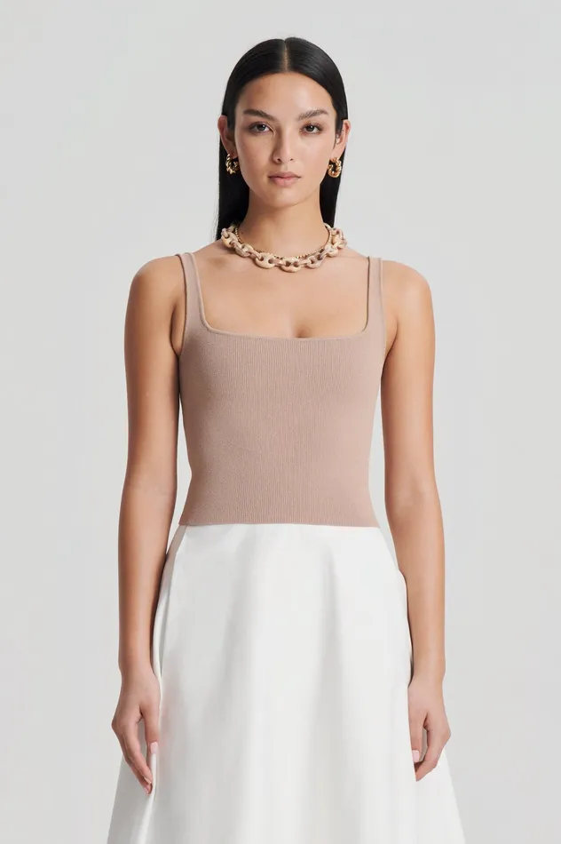 CREPE KNIT SQUARE CAMISOLE OAT Knitwear Scanlan Theodore Women