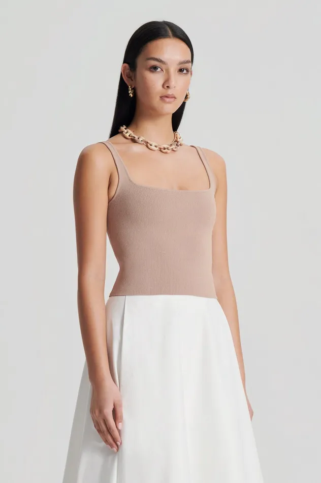 CREPE KNIT SQUARE CAMISOLE OAT Knitwear Scanlan Theodore Women