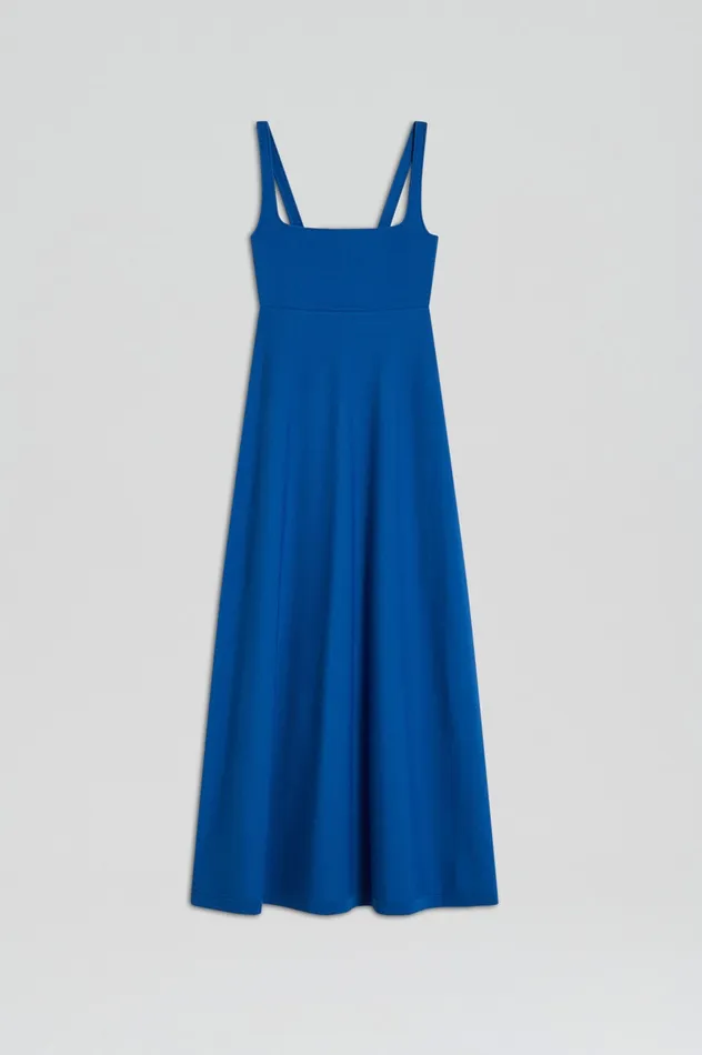 CREPE KNIT SQUARE NECK DRESS PRUSSIANBLUE Dresses Scanlan Theodore Women CREPE KNIT SQUARE NECK DRESS PRUSSIANBLUE Dresses Scanlan Theodore Women