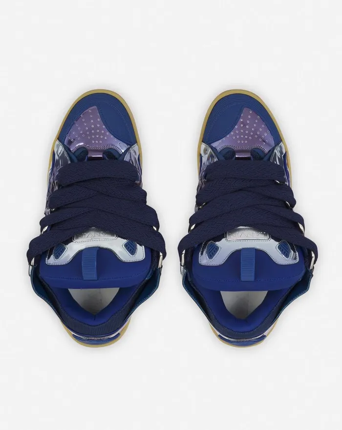 Curb Sneakers In Metallic Leather Cornflower Men Lanvin Sneakers Curb Sneakers In Metallic Leather Cornflower Men Lanvin Sneakers
