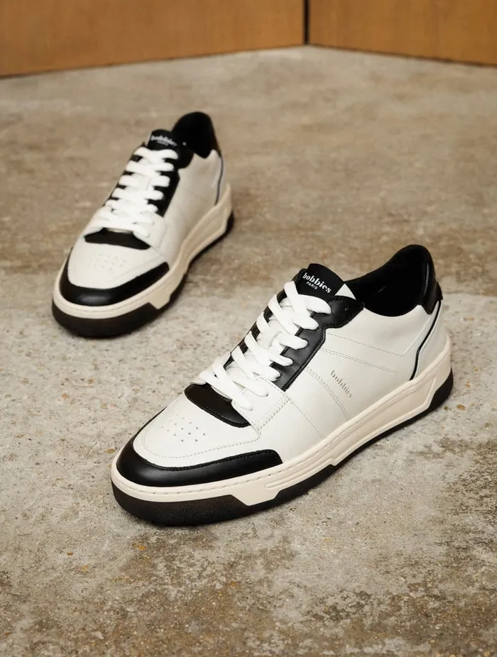 Cyrus Off White and Deep Black Men Bobbies Sneakers Cyrus Off White and Deep Black Men Bobbies Sneakers