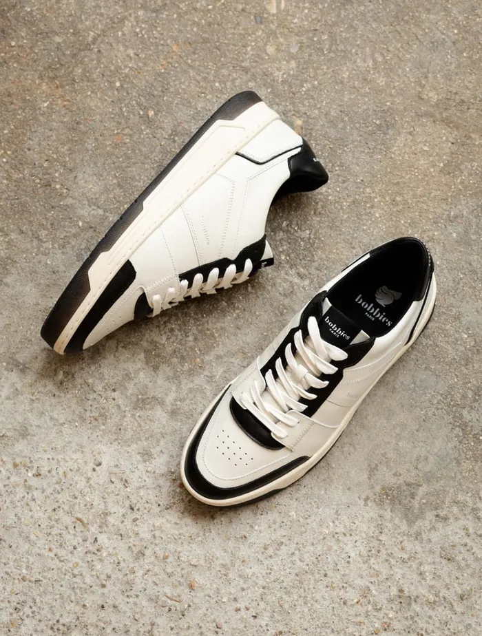 Cyrus Off White and Deep Black Men Bobbies Sneakers Cyrus Off White and Deep Black Men Bobbies Sneakers