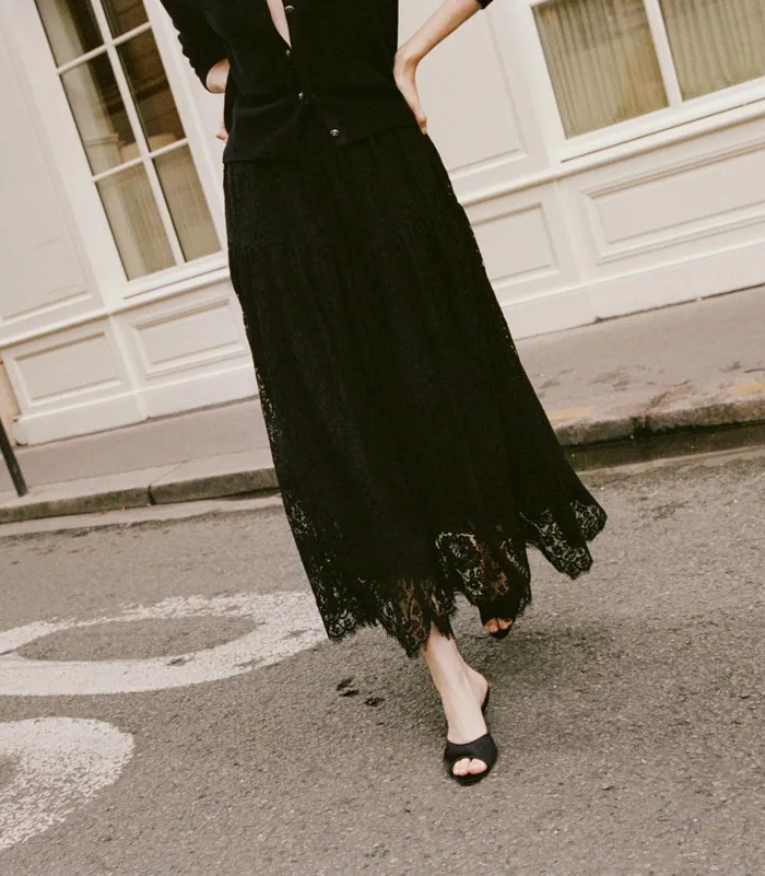 DEN Sebastiane Lace Skirt Black Women Skirts DEN Sebastiane Lace Skirt Black Women Skirts
