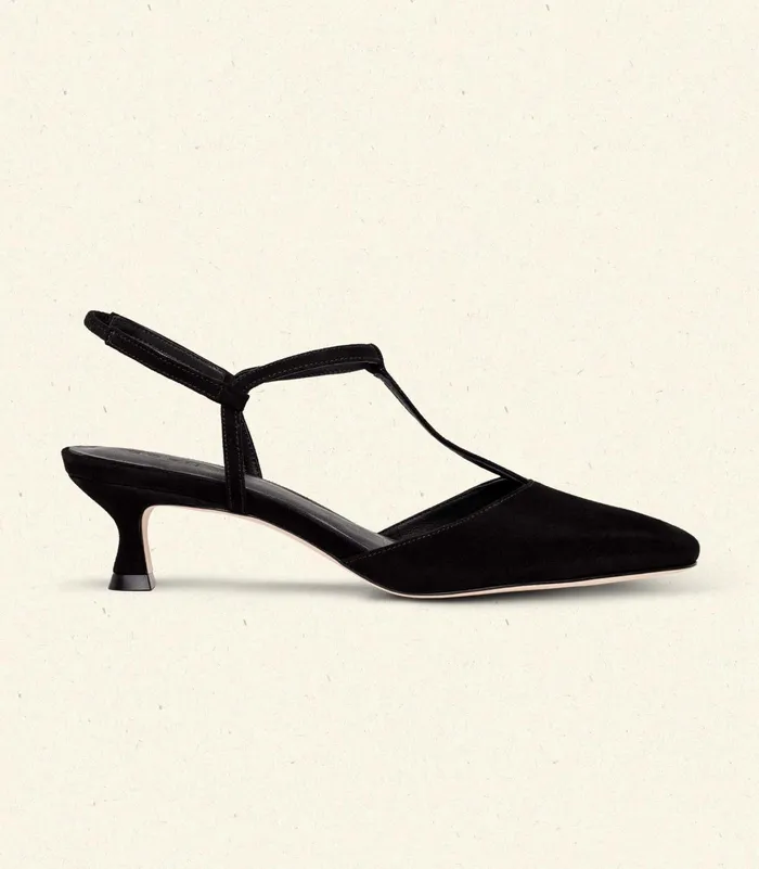 DEN Tabitha TStrap Heel Black Suede Women Shoes DEN Tabitha TStrap Heel Black Suede Women Shoes