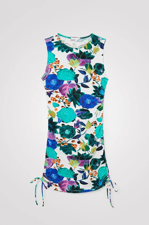 Desigual Floral Ribbed Dress Women Dresses