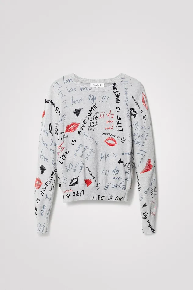 Desigual Life Is Awesome Knit Jumper Women Sweaters