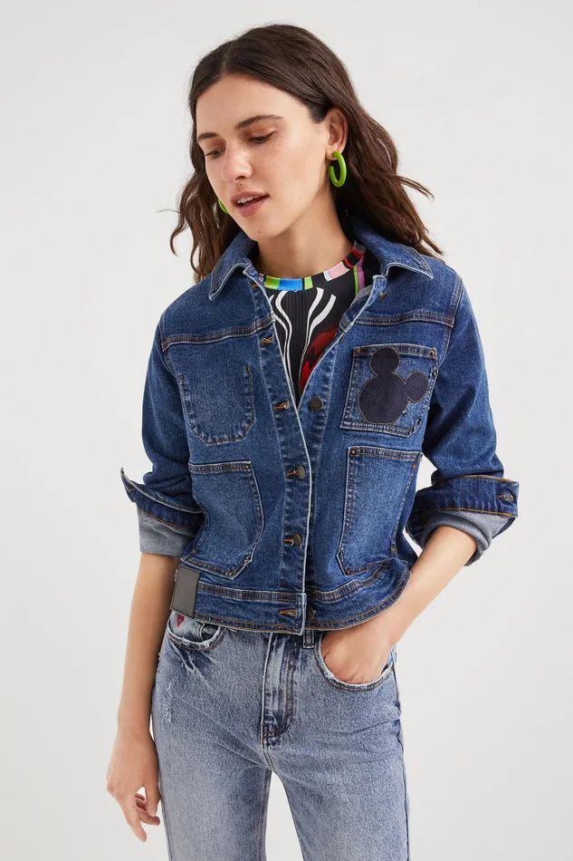 Desigual Mickey Mouse Denim Jacket Women Jackets