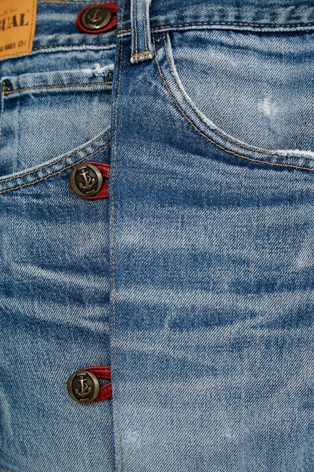Desigual Mickey Mouse Icon Denim Vest 8211 Red Women Jackets
