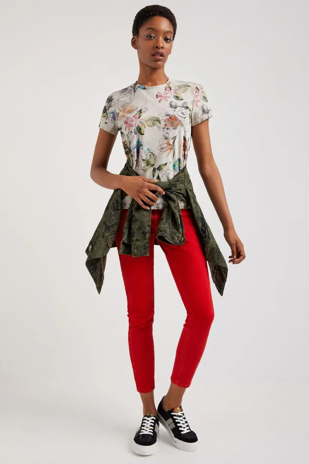 Desigual Mickey Mouse Tropical Tshirt Women Tshirts