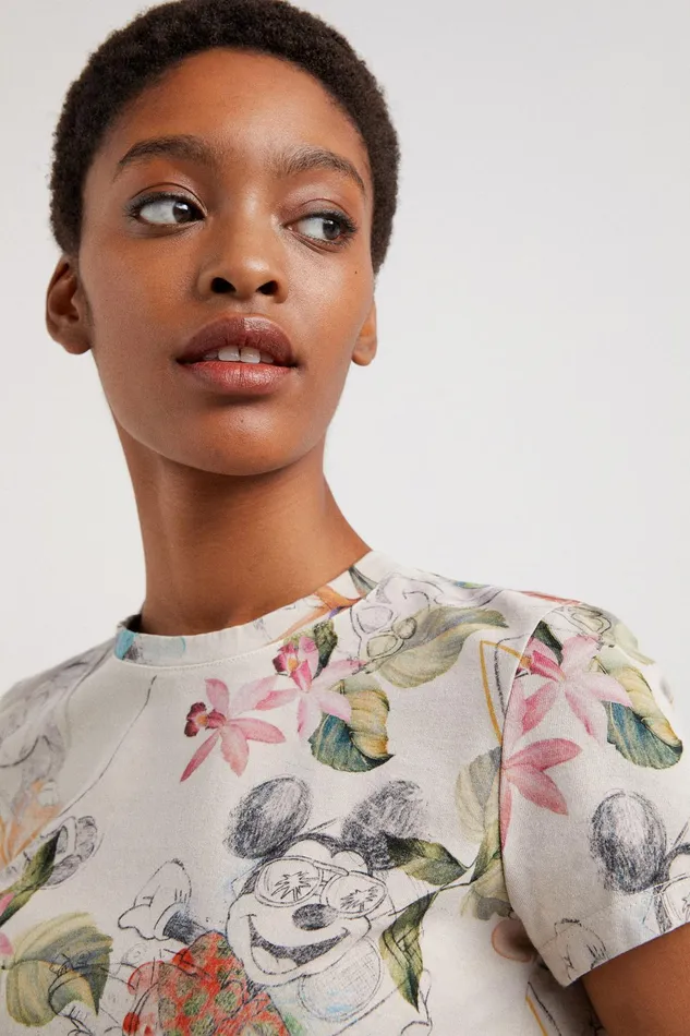 Desigual Mickey Mouse Tropical Tshirt Women Tshirts