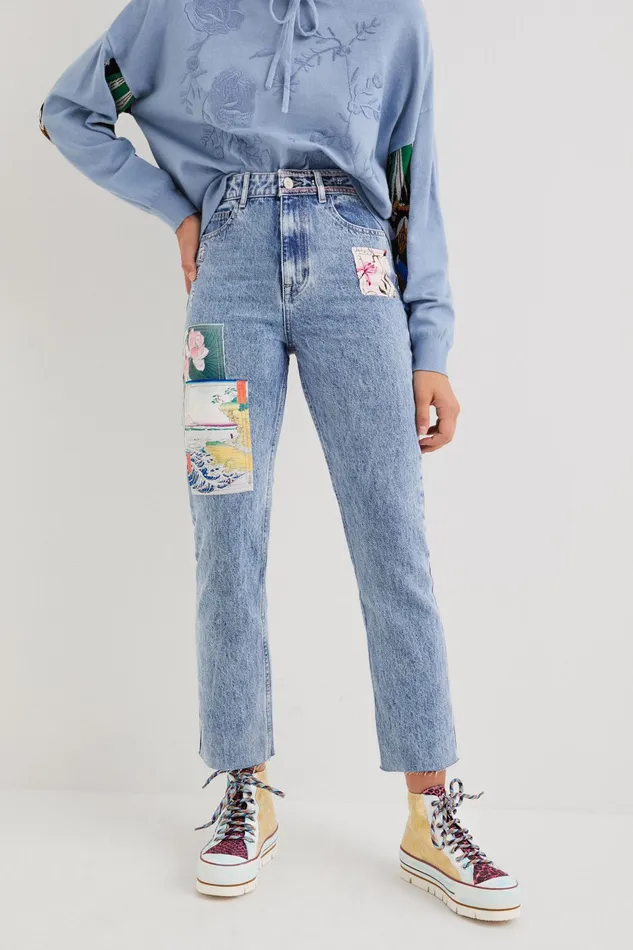Desigual Straight Cropped Japanese Jeans Women Pants and Leggings