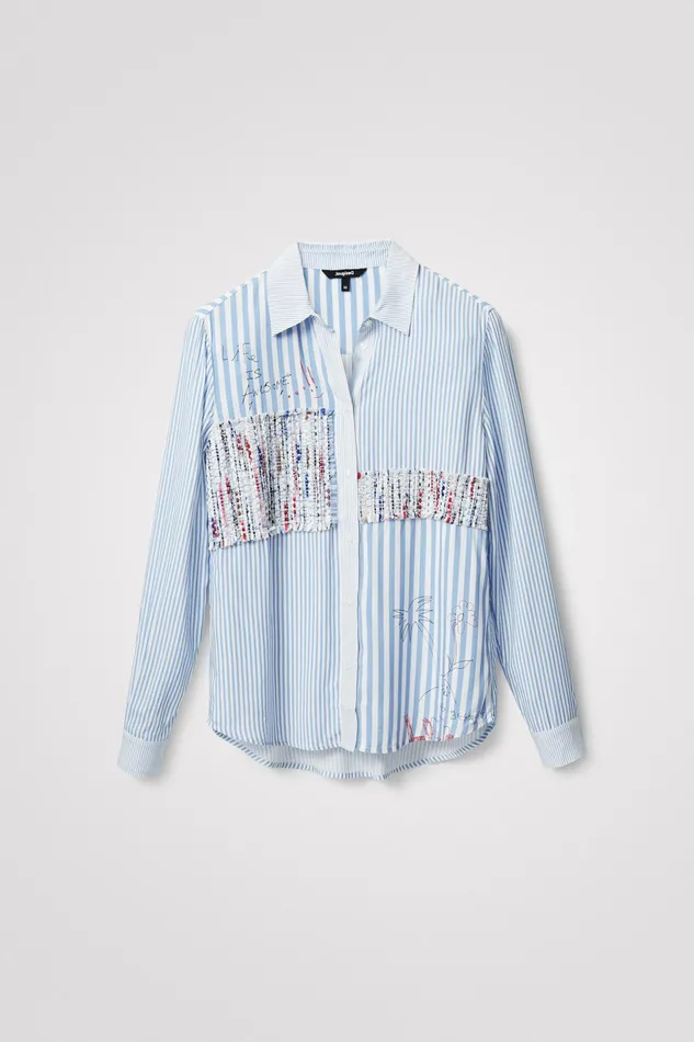 Desigual Stripe And Patchwork Shirt Women Tops and Shirts