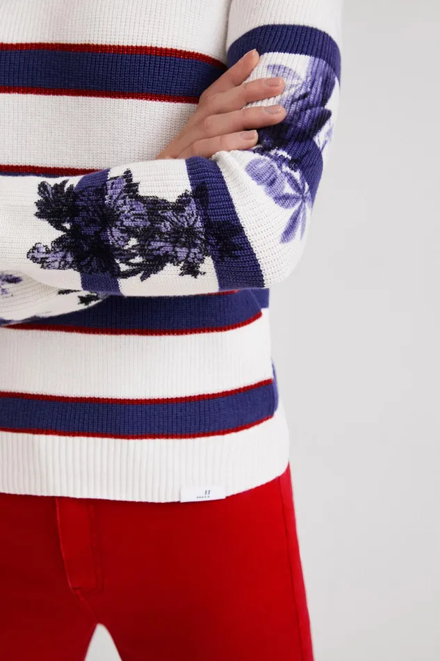 Desigual Striped Floral Jumper Women Sweaters