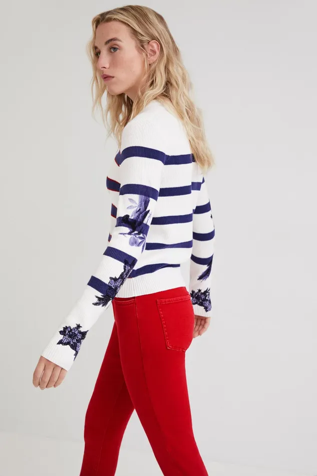 Desigual Striped Floral Jumper Women Sweaters