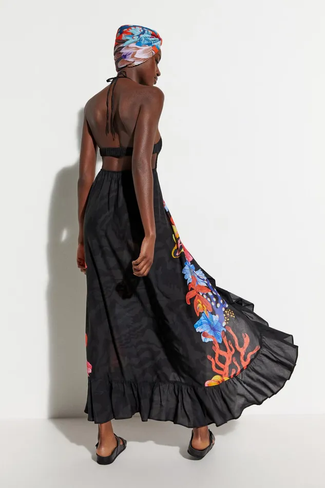 Desigual Sustainable Lowcut Maxi Dress Women Swimwear
