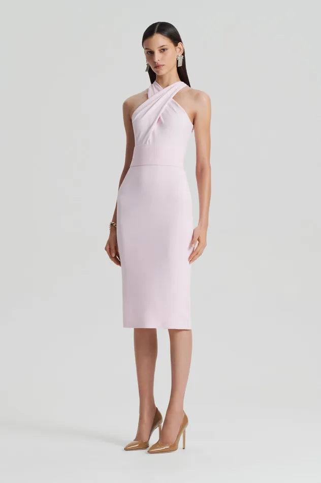 Dresses CREPE KNIT WRAP NECK DRESS ANGEL Scanlan Theodore Women Dresses CREPE KNIT WRAP NECK DRESS ANGEL Scanlan Theodore Women