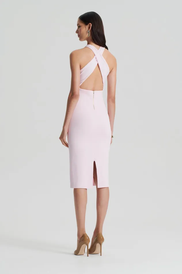 Dresses CREPE KNIT WRAP NECK DRESS ANGEL Scanlan Theodore Women Dresses CREPE KNIT WRAP NECK DRESS ANGEL Scanlan Theodore Women