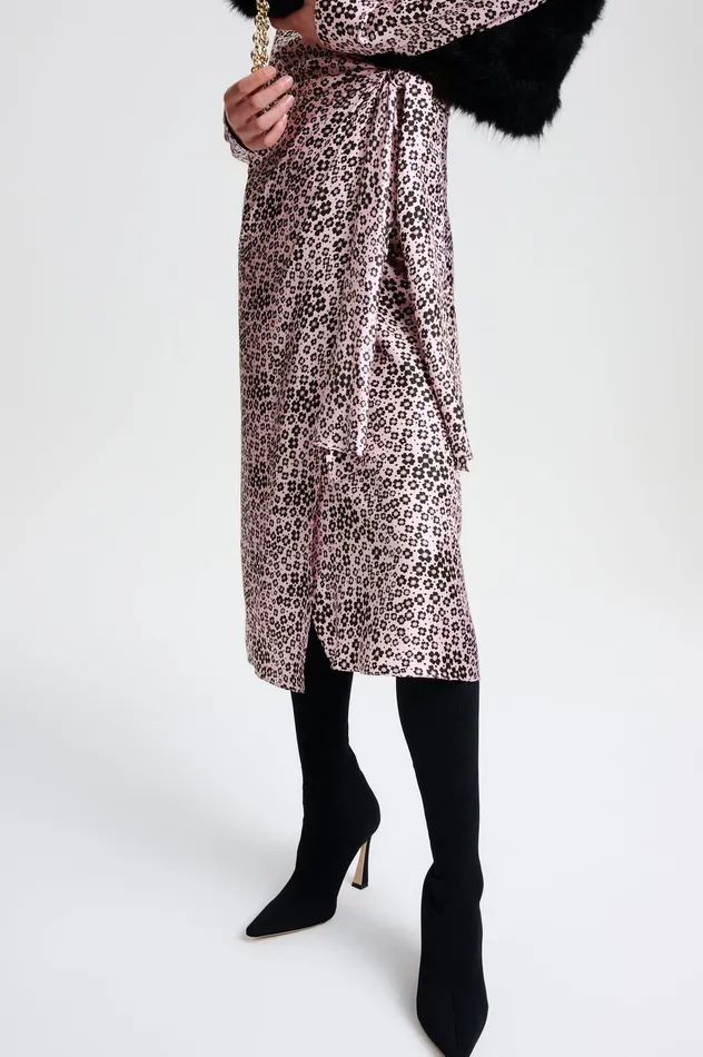 Dresses SILK FLORAL WRAP DRESS PINKBLACK Scanlan Theodore Women Dresses SILK FLORAL WRAP DRESS PINKBLACK Scanlan Theodore Women
