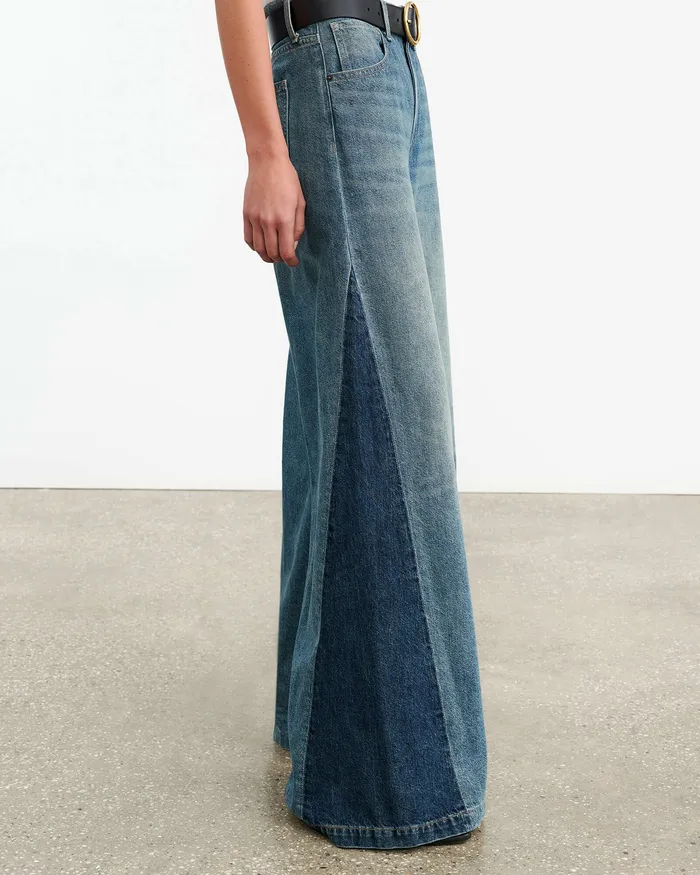 EBONY JEAN Blue Denim Patchwork Women Denim Nili Lotan