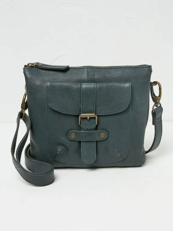 Fat Face Bags and Purses Women Libby Teal Blue Buckle Crossbody Bag
