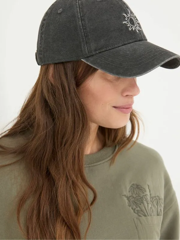 Fat Face Hats Women Charcoal Grey Embroidered Sun Cap