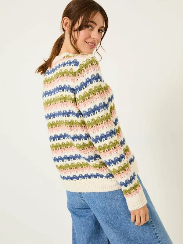Fat Face Knitwear Women Blue Jayne Knitted Pattern Jumper